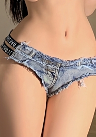 (Only Bottom,Real Image)2024 Styles Women Summer Pure and Sexy Letter Ripped Micro Shorts